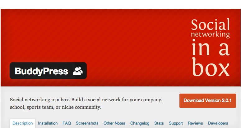 The plugin directory page for BuddyPress