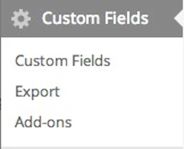The Advanced Custom Fields plugin menu bar