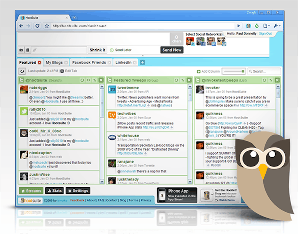 Hootsuite is an application that can be used with WordPress to keep track of various social media sites.
