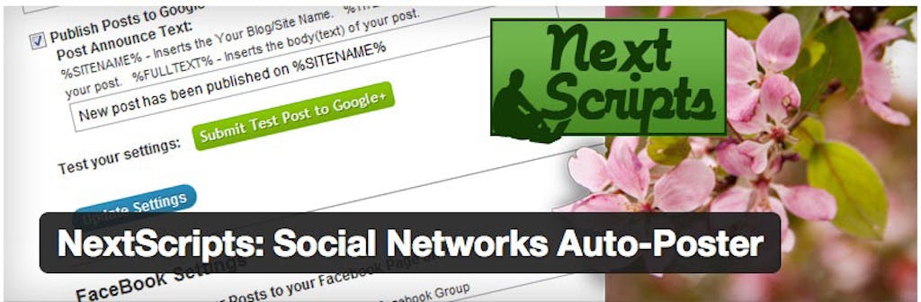 NextScripts is another plugin that you can use to auto-share your posts to various social media sites. 