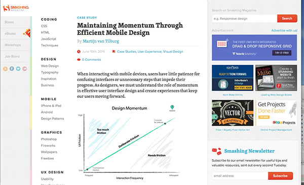 Smashing Magazine is a website focused on helping web designers and developers