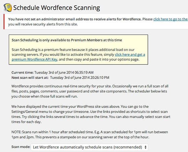 You can set a schedule in WordFence to scan your website.