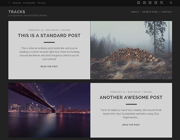 Tracks is another free WordPRess theme