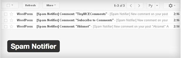 The Spam Notifier plugin sends an email