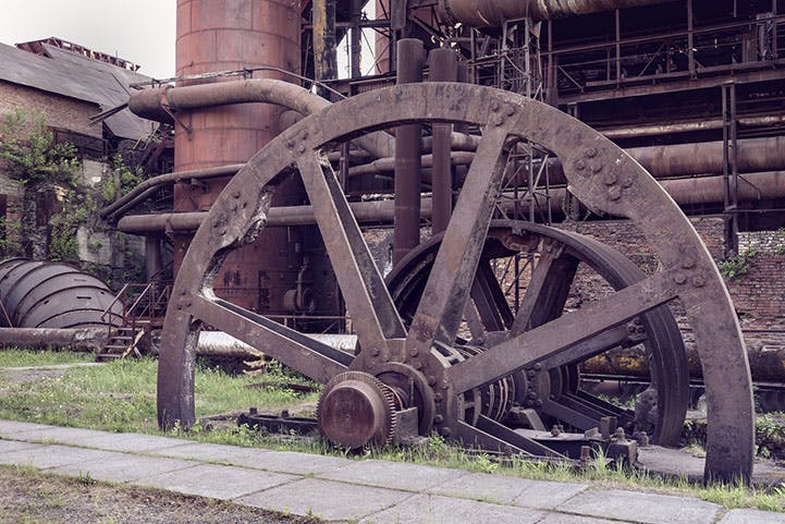 Old wheel sheet bar mill on Mining and metallurgical plant